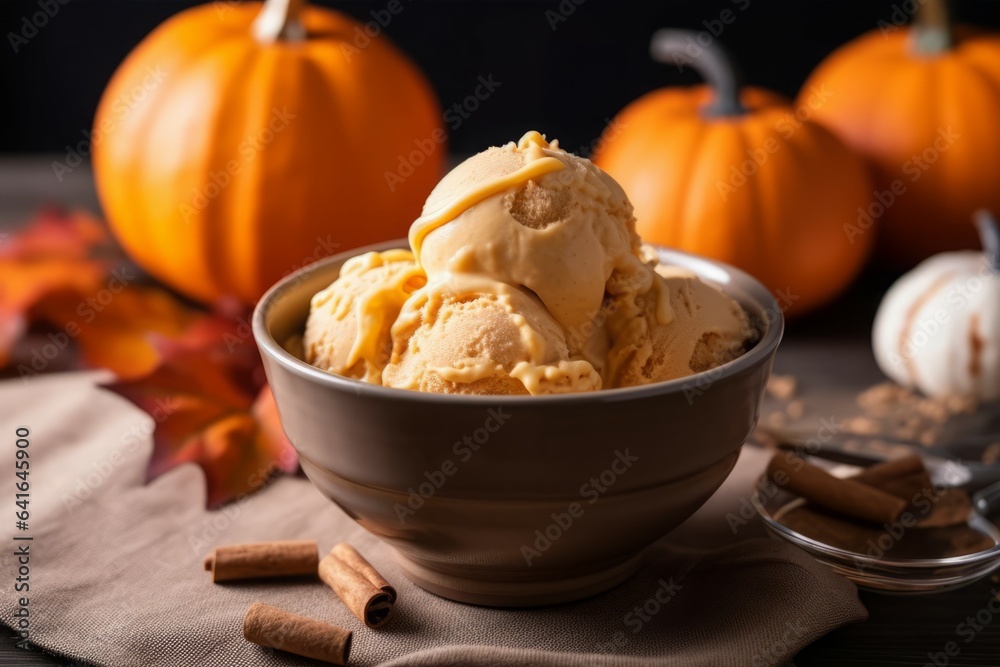 Pumpkin ice cream fruit. Generate Ai Pumpkin ice cream fruit. Generate Ai
