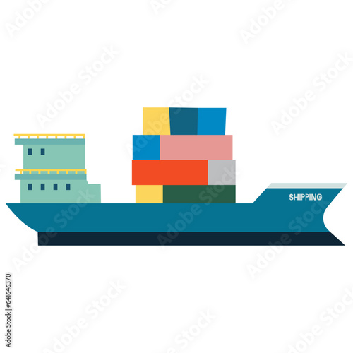 Cargo ship flat illustration