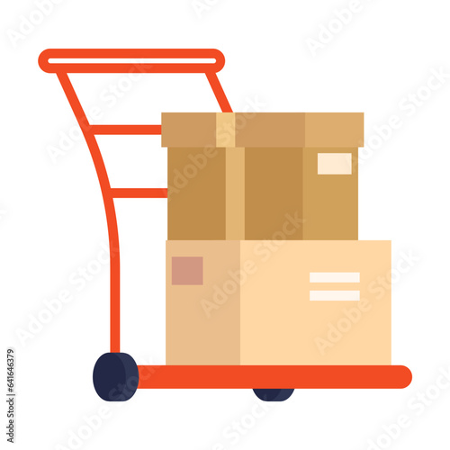 Hand truck with boxes flat illustration
