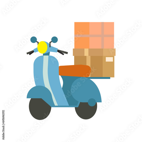 Scooter with boxes flat illustration