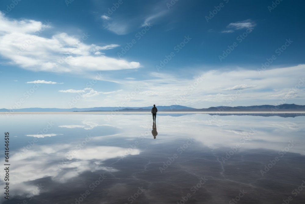 Salt lake reflection. Generate Ai