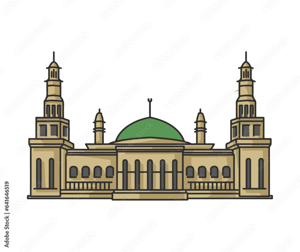 Islamic Centre Mosque Indonesian Landmark Illustration