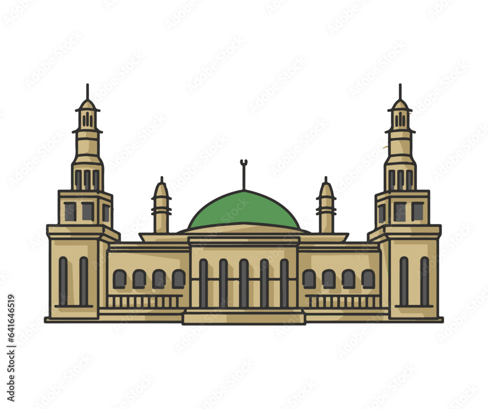 Obraz premium Islamic Centre Mosque Indonesian Landmark Illustration