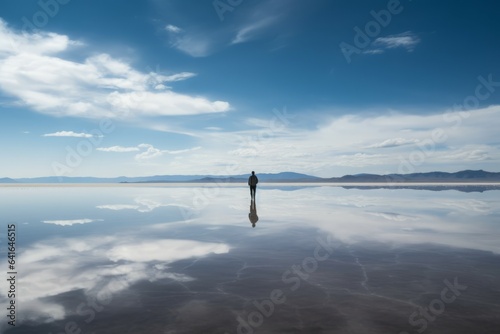 Salt lake reflection. Generate Ai