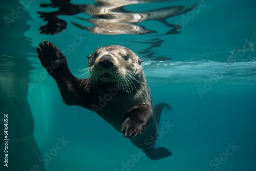 Sea otter underwater animal. Generate Ai © nsit0108