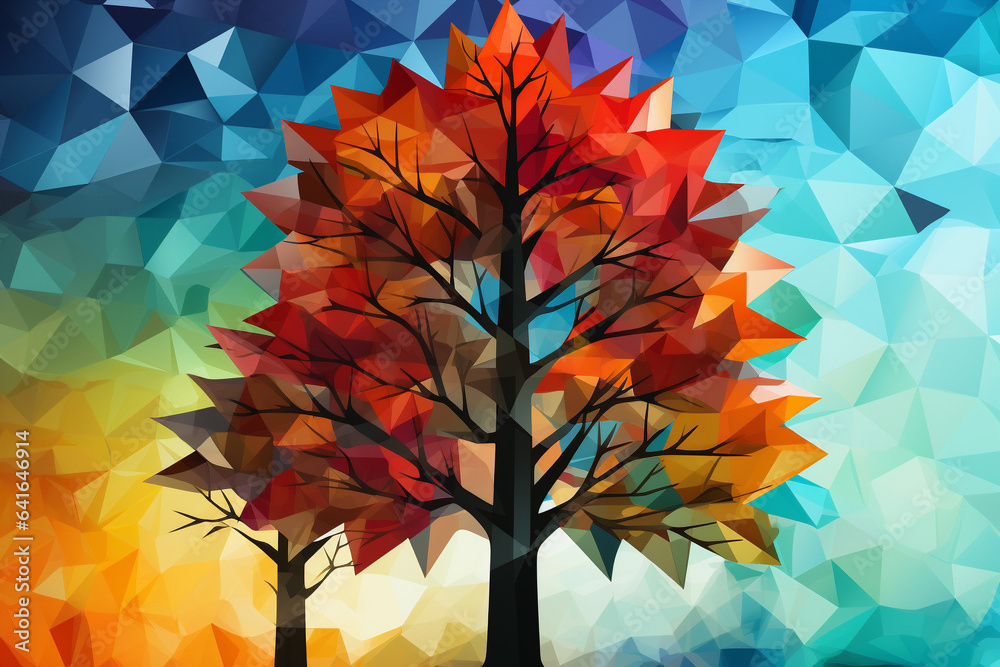 Fototapeta premium Autumn leaves colorful illustration