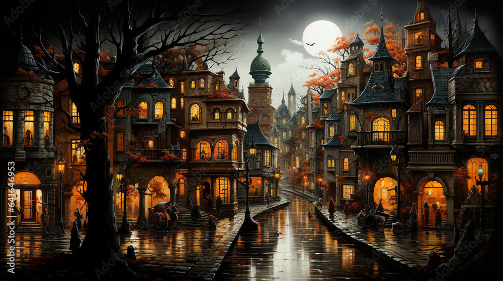 Halloween city landscape