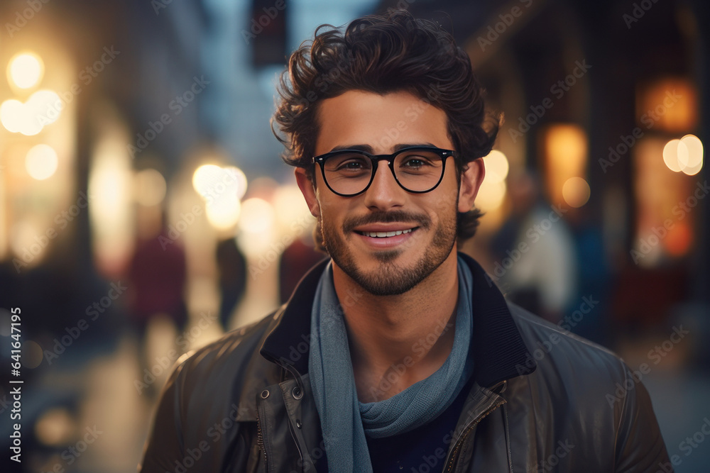 Man with glasses. AI generative.