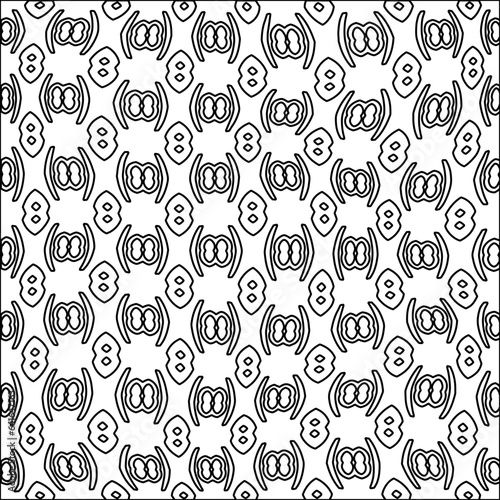  Stylish texture with figures from lines.Abstract black and white pattern for web page, textures, card, poster, fabric, textile. Monochrome graphic repeating design.