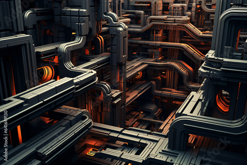 3D Abstract Industrial Background - Generative AI © seogi