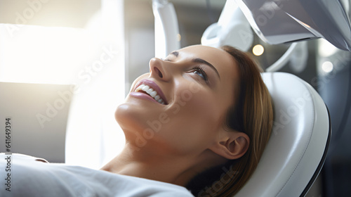 closeup of a woman in a dental chair getting her mouth examined by a dentist. - Generative AI