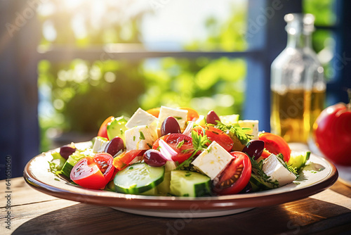 Greek salad with fresh vegetables. 