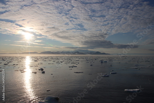 Pack ice in the Arctic Ocean off the east coast of Greenland near the entrance to Scoresby Sound. photo