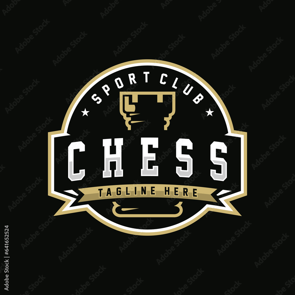 Fototapeta premium Chess logo vector illustration, template logo design for chess club