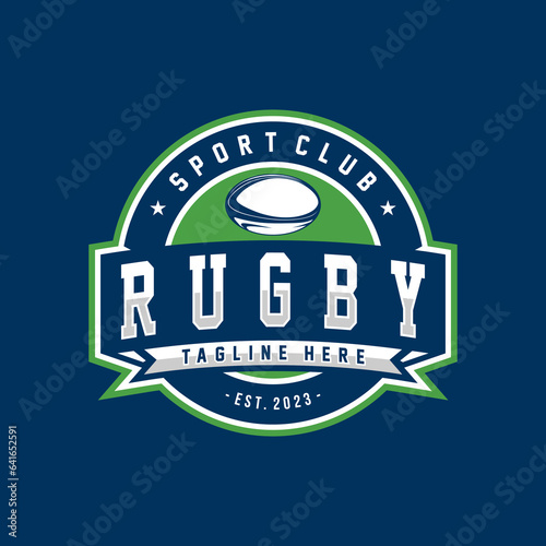 Rugby logo design vector illustration template, rugby club emblem