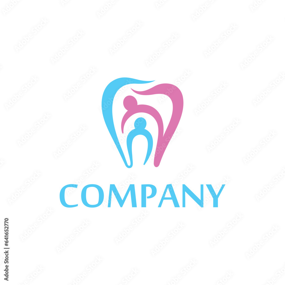 Family Dentist Vector Logo Expression Designed with a Mole and Two Human Graphic Forms Family Dentist Vector Logo Expression Designed with a Mole and Two Human Graphic Forms