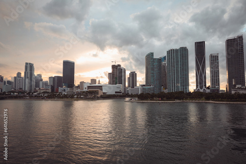 Downtown Miami skyline at dusk, Florida, United States