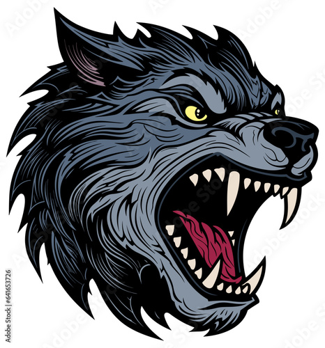 Wolf Head on White Mascot
