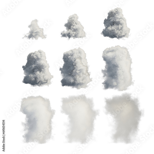 Cloud isolated set transparent background 3d rendering 