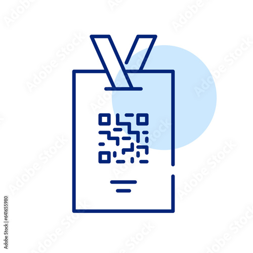 ID badge with qr-code. Pixel perfect, editable stroke icon