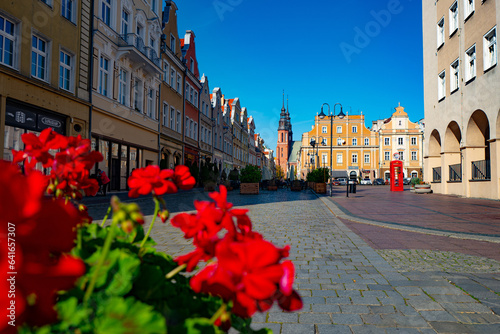 beautiful houses on the market square in Opole, Poland