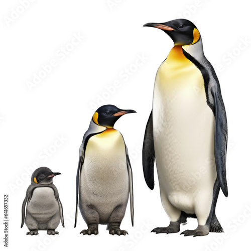 family of emperor  penguins isolated on transparent