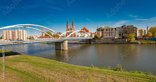bridge over the Odra river and view of the Old Town in Opole. Poland © fotomaster