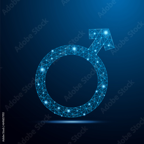 Low poly sexual male icon vector with futuristic concept. Male symbolic low poly wire-frame design. Male progress and identity illustration.