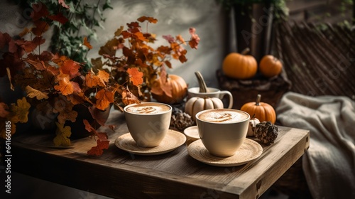 Cozy coffee break in a melancholic autumn day 