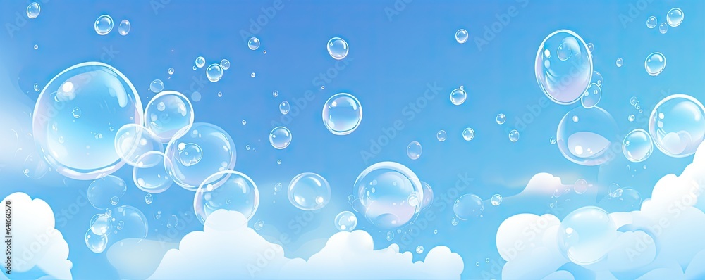 colorful soap bubble in blue sky illustration