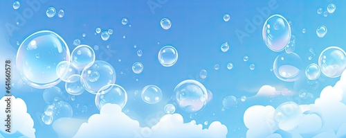 colorful soap bubble in blue sky illustration