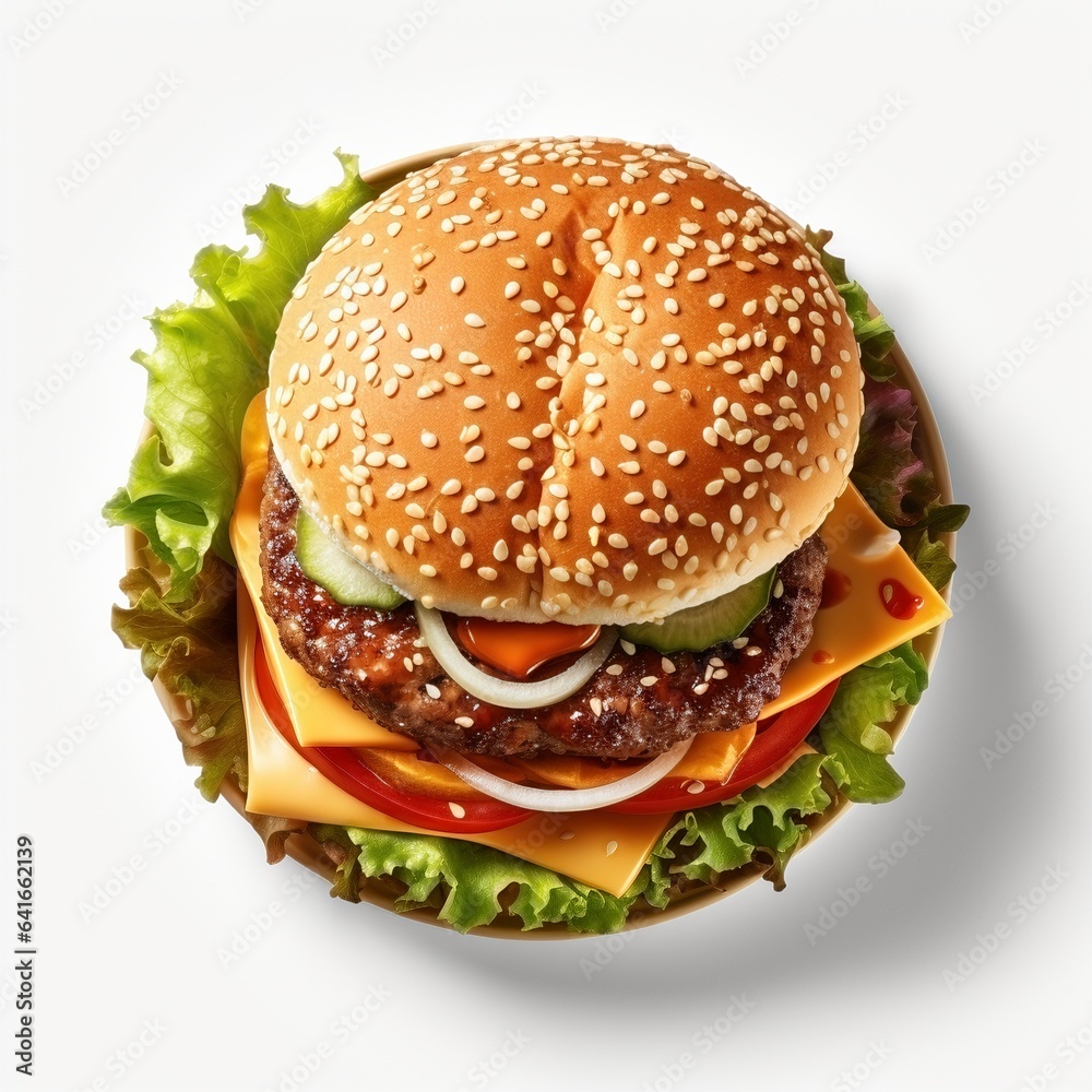 belegtes brötchen hamburger cheesbruger reich belegt mit dicken fleisch ...
