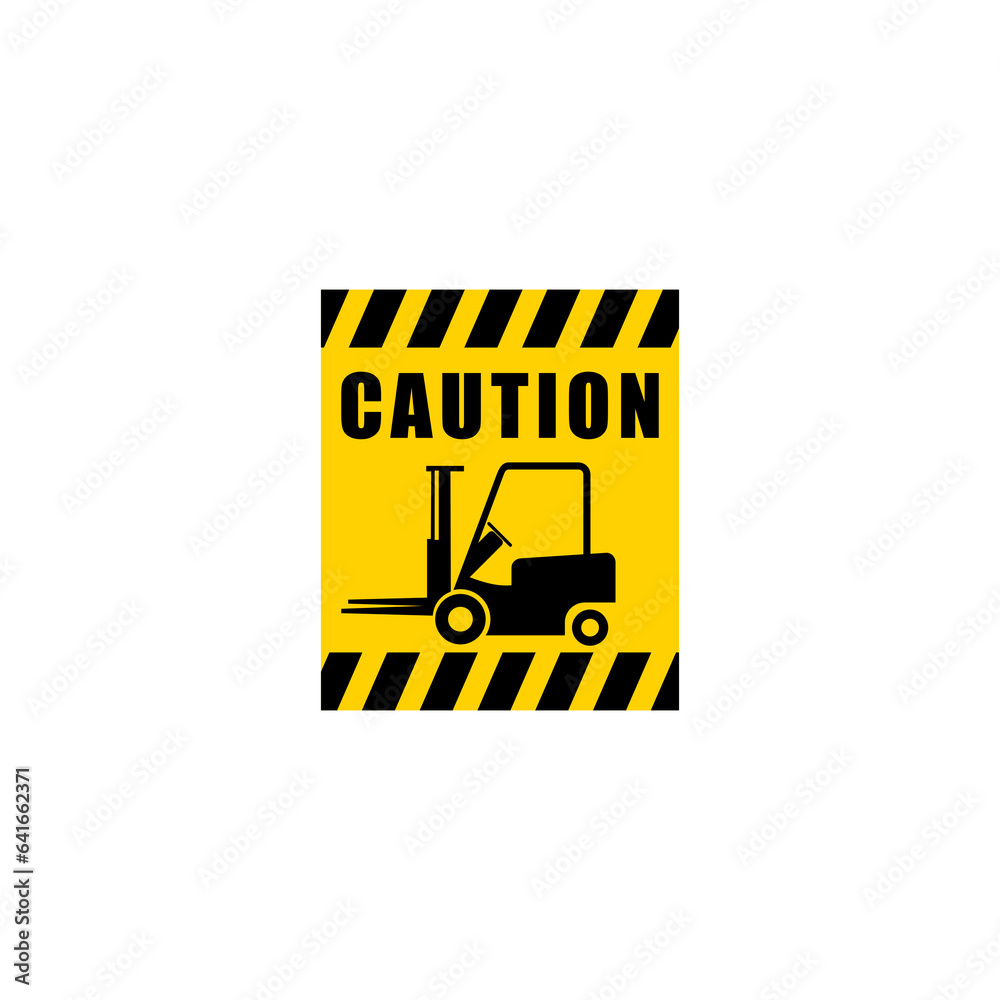 Forklift truck sign Hazard warning forklift icon isolated on transparent background