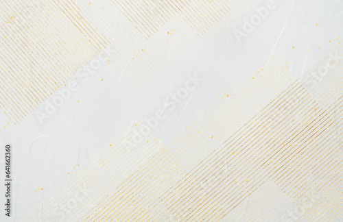 和紙、金色の線の重なり、和風　（アブストラクト）背景は白
