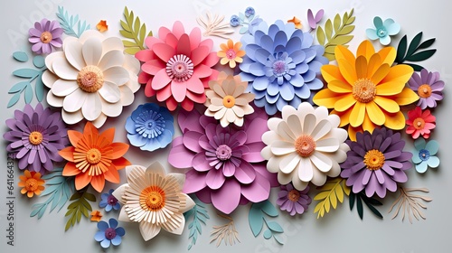 flower card design 3d template  in the style of feminine sticker art  paper sculptures  shaped canvas  floral motifs  color art  pastel-hued