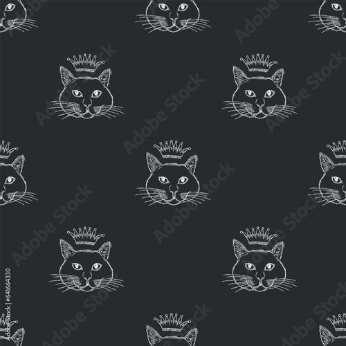 Seamless cat pattern. Funny cat background