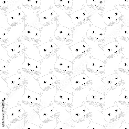 Seamless cat pattern. Funny cat background
