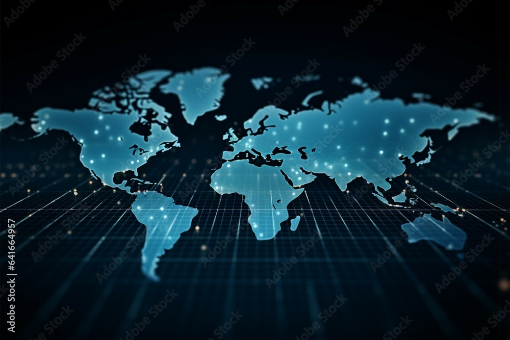 Abstract blue theme with world map in polka dots for business technology Abstract blue theme with world map in polka dots for business technology