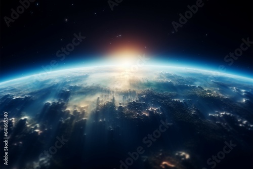 Blurred backdrop of Earth from space, a planetary perspective