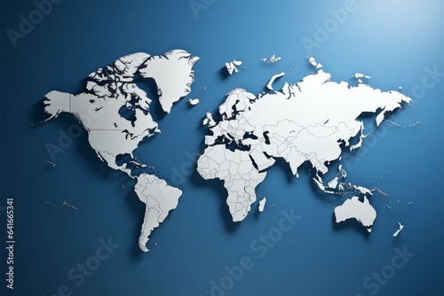 Blue world map background for banners and presentations