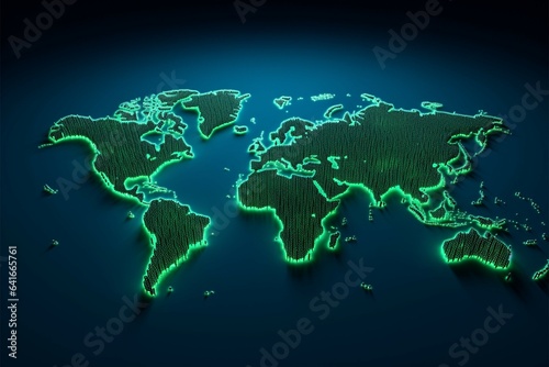 Diverse Earth. Map features green columns, representing global variety