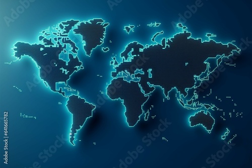 Dotted blue world map illustration against a captivating background