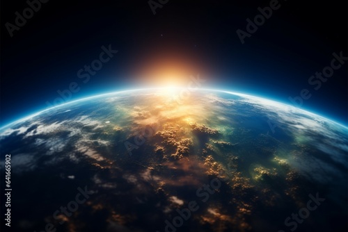 Earth seen as a blurred backdrop from the vantage point of space