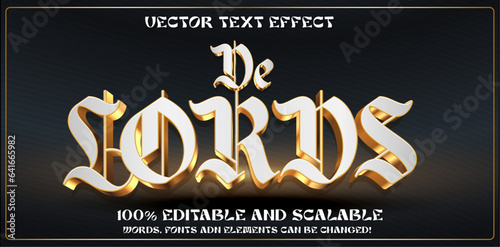 Lord golden editable vector text style effect. 3d minimalist text effect.