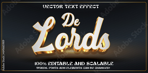 Lord golden editable vector text style effect. 3d minimalist text effect.