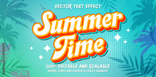 Summer time editable text style effect. Vector text effect, with summer season event.