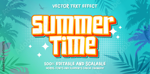 Summer time editable text style effect. Vector text effect, with summer season event.
