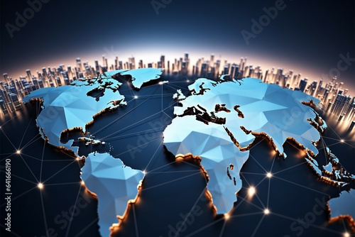 Global networking concept with a world map, symbolizing internet connectivity
