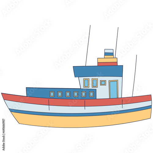 Fishing boat cartoon illustration