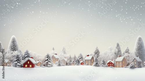 Peaceful Winter Village Scene Merry Christmas Background, with copy space © Катерина Євтехова